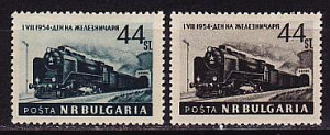 Болгария, 1954, Поезда, 2 марки наклейка *